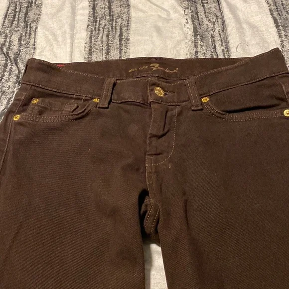 7  for all mankind brown stretch jeans, very soft and comfortable.  Love ❤️ - Picture 3 of 6